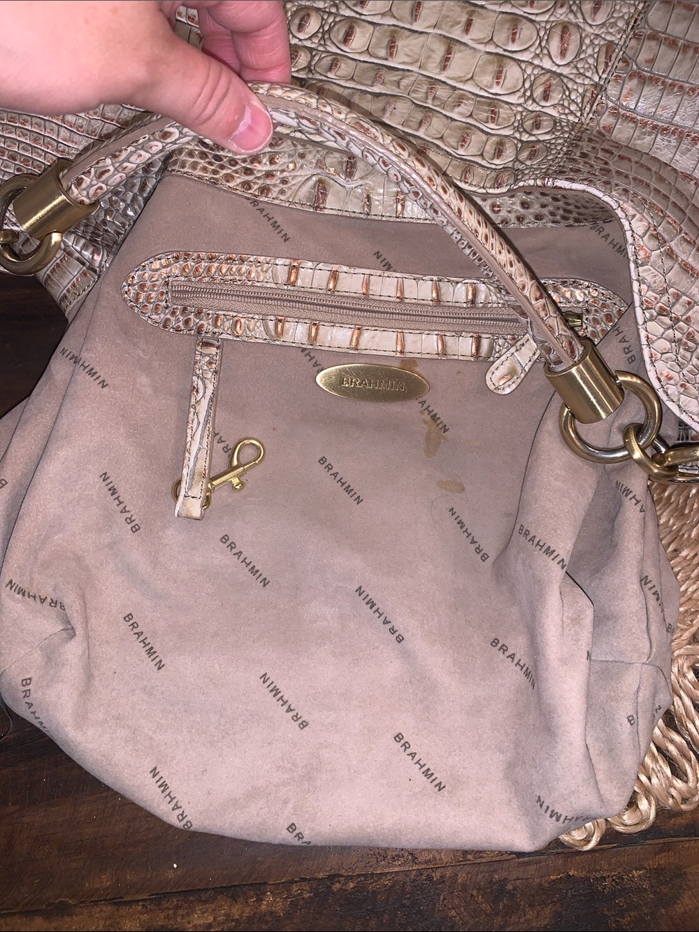 Brahmin croc embossed tan and rose gold handbag purse - Picture 14 of 14